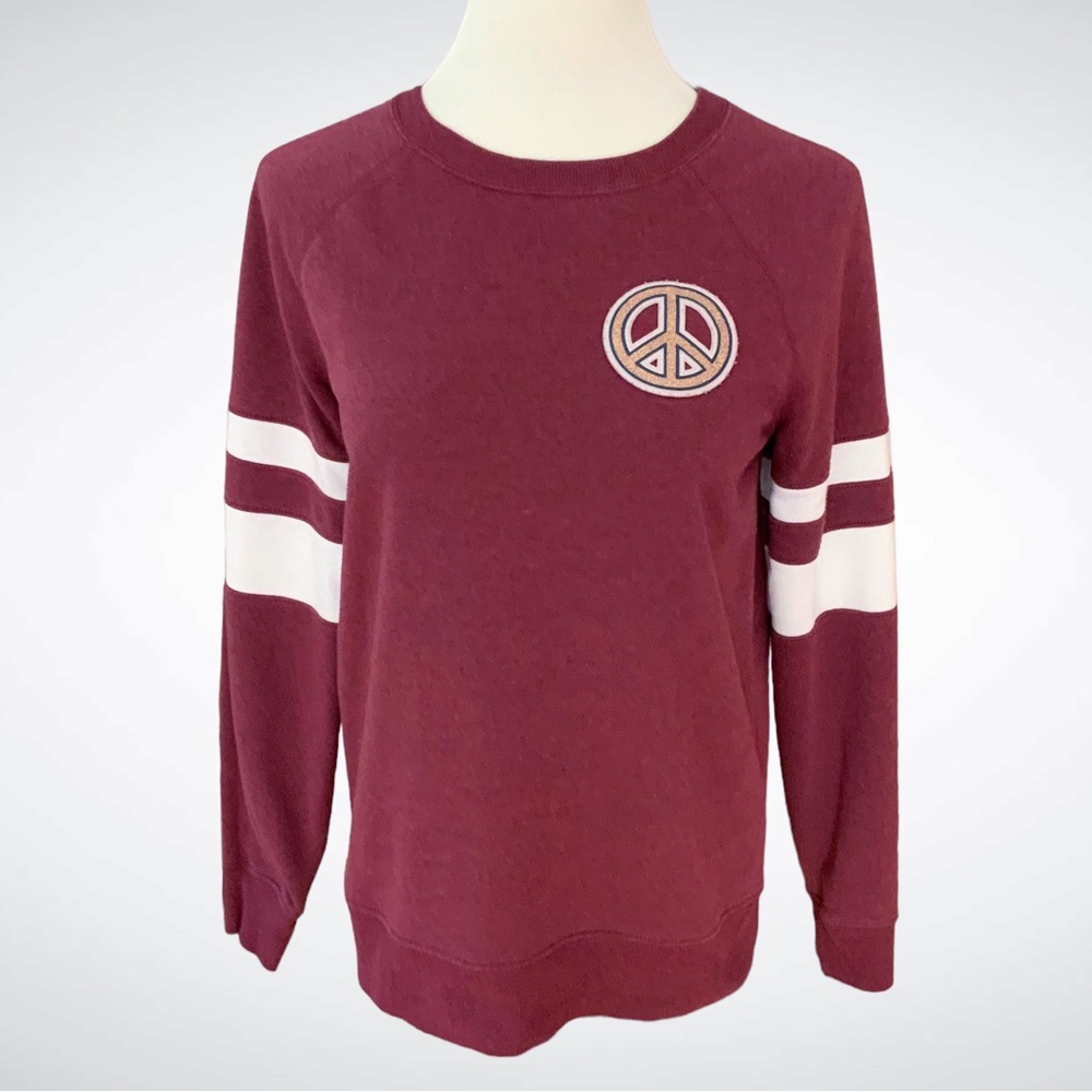 Old Navy Burgundy Peace Sign Pullover Long-Sleeve Sweatshirt